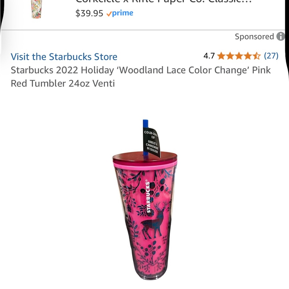 Christmas Starbucks Pink Woodland Lace Tumbler
